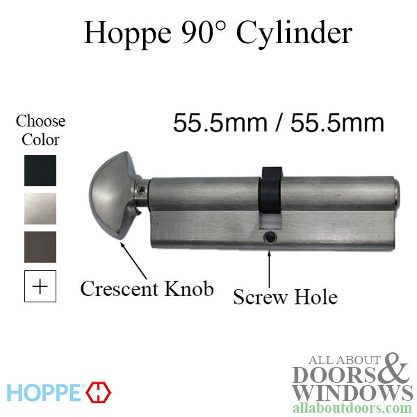 Hoppe Crescent Knob Euro Profile Cylinder – 55.5/55.5mm, Satin Nickel