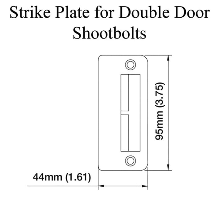 Hoppe Double Door Shootbolt Strike Plate – 1.61" x 3.75", Stainless Steel