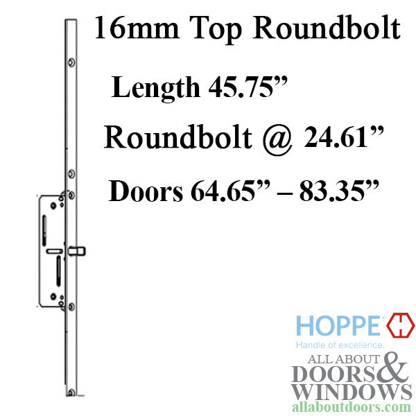 Roundbolt Multipoint Top Extension – 45-3/4" Length, 16mm Faceplate