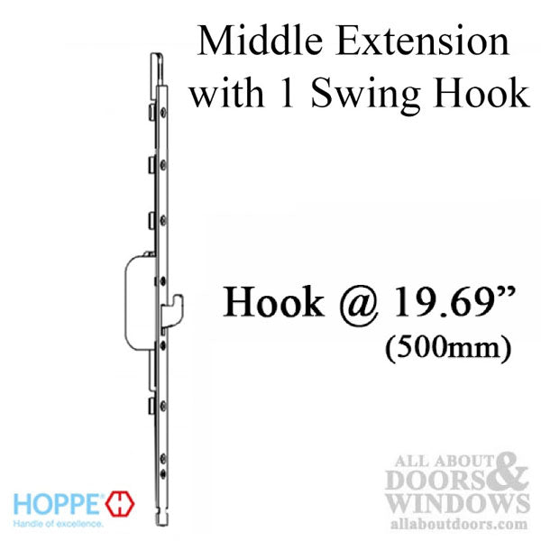 Hoppe HLS9000 Middle Extension with Swing Hook – 16mm Faceplate, 24.09" Extension