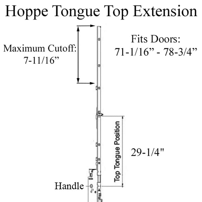 Hoppe Manual Top Extension – 16mm Faceplate, 29-1/4" Tongue, 41-1/8" Length