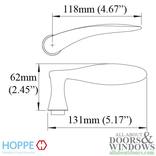 Hoppe Receiver Handle for Quick-Fit Connection – Left Hand, Brushed Chrome