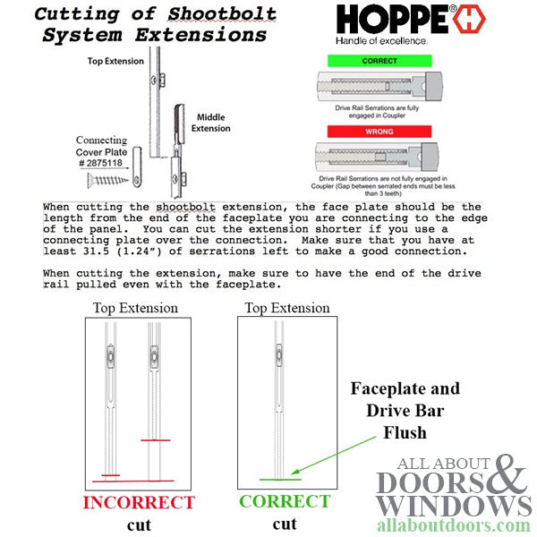 Hoppe HLS9000 Middle Extension with Tongue and Shootbolt – 16mm Faceplate, 29-1/2" Length