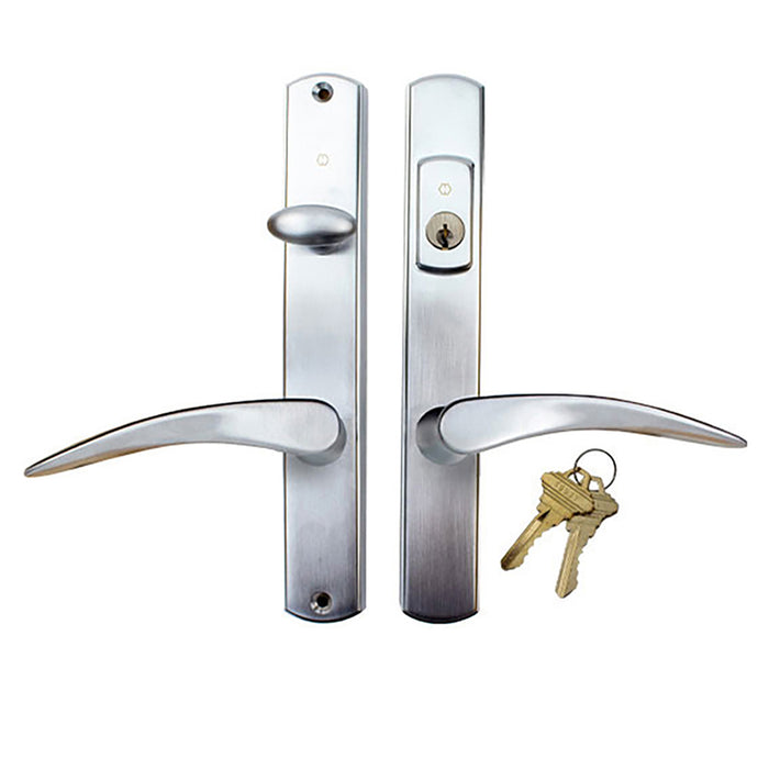 Hoppe Rodo Active Handle Set for 2-1/4" Doors – Offset Lock, Brushed Chrome