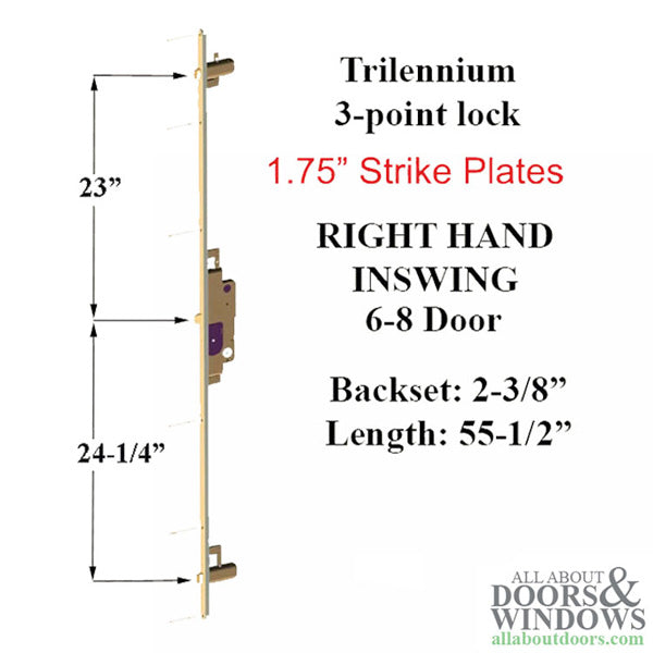Trilennium 3000 Series Multipoint Lock with Latch Bolts – 60mm Backset, Right Hand Inswing