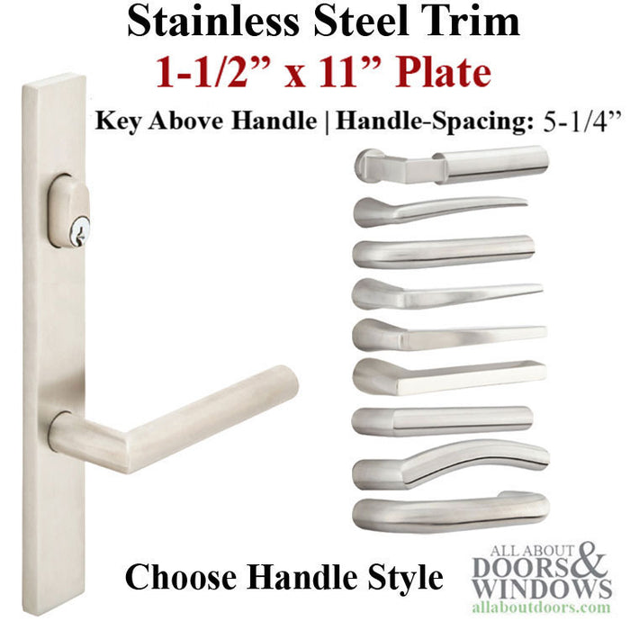 Multipoint Lock Handleset Trim – 133mm PZ, Stainless Steel, Modern Square Ends