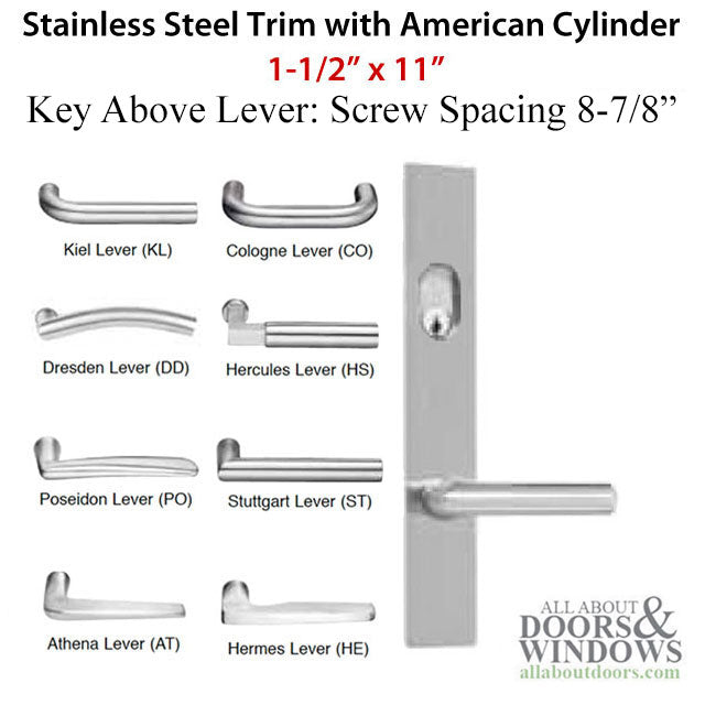 Multipoint Lock Handleset Trim – 133mm PZ, Stainless Steel, Modern Square Ends