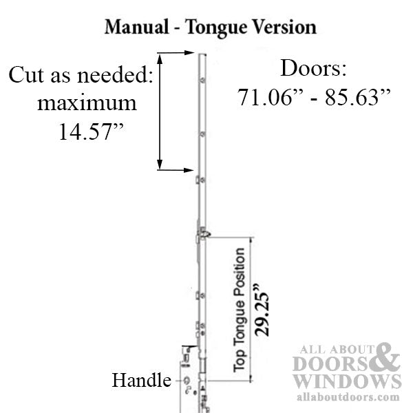 Hoppe Manual Top Extension – 16mm Faceplate, 48.03" Length, 29.25" Tongue