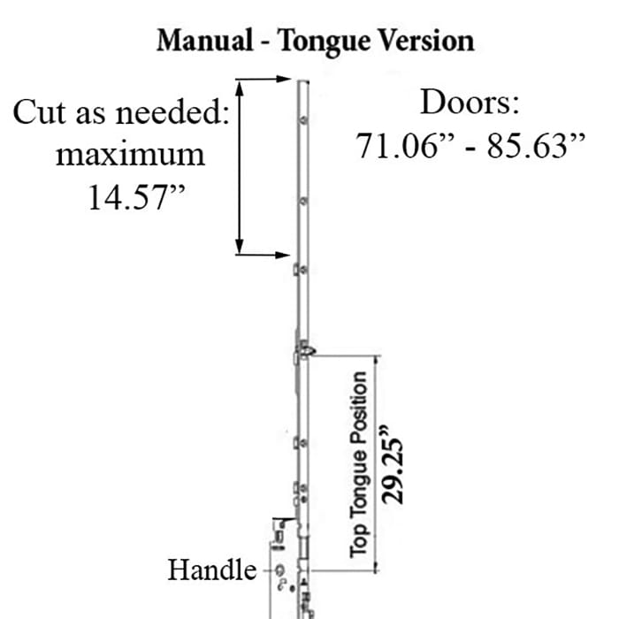 Hoppe Manual Top Extension – 16mm Faceplate, 48.03" Length, 29.25" Tongue