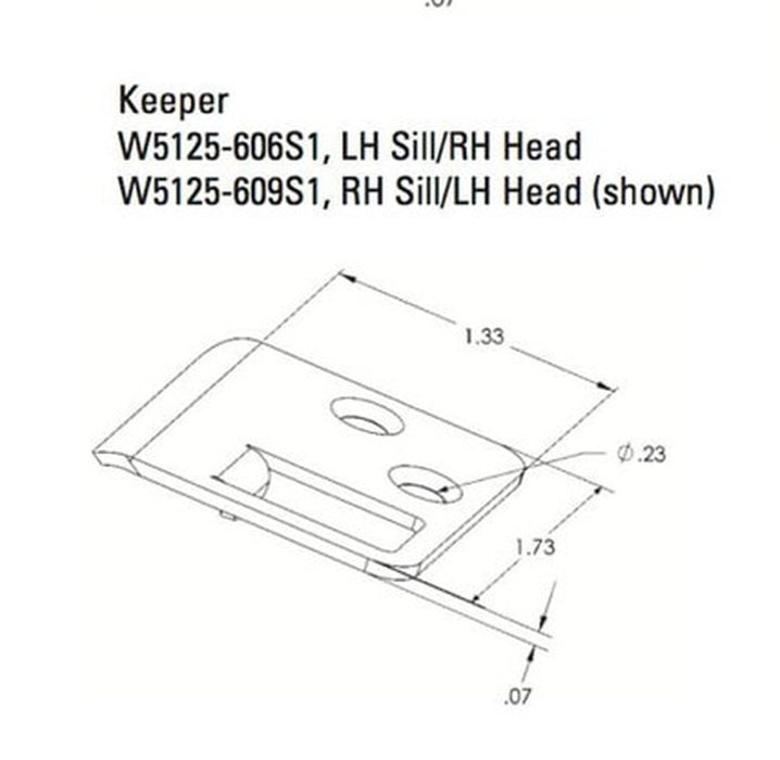 Extended Lip Curved Strike Plate for Shoot Bolts – Left Hand Sill / Right Hand Head