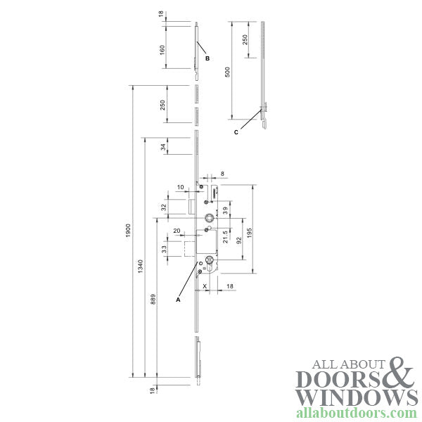 GU Cremona 3-Point Locking Gear with Bottom Shootbolt – 35mm Backset, 92mm PZ, Black