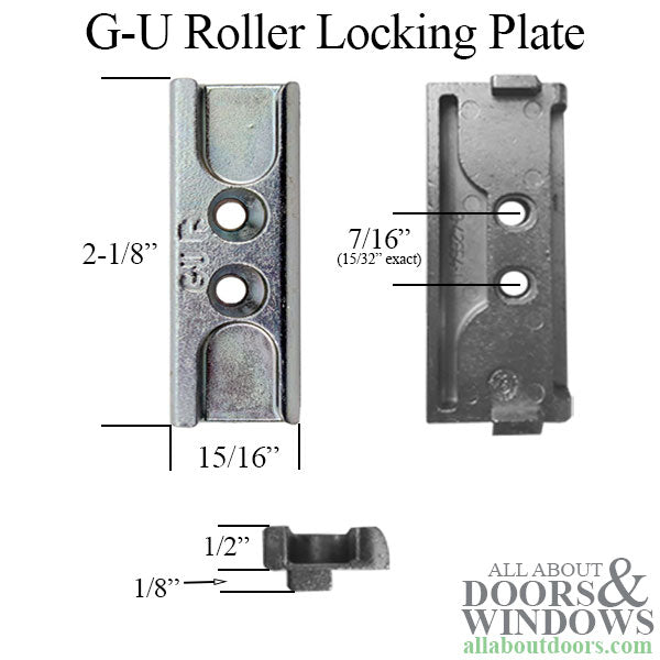 GU Euro Groove Locking Plate – Side Tabs, 2-1/8" Length