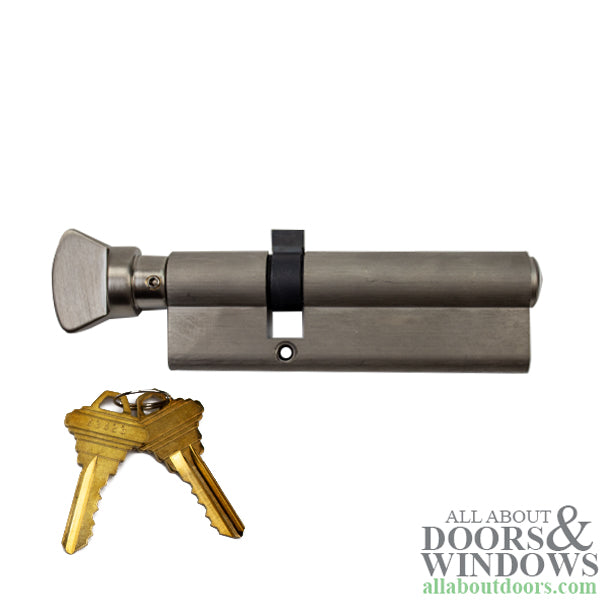 Hoppe Single Cylinder with V-Knob Thumb-Turn – 31.5mm/65.5mm, Satin Nickel