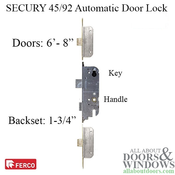 GU Secury 3-Point Automatic Multipoint Lock for 6' 8" Doors – 45mm Backset, 92mm PZ