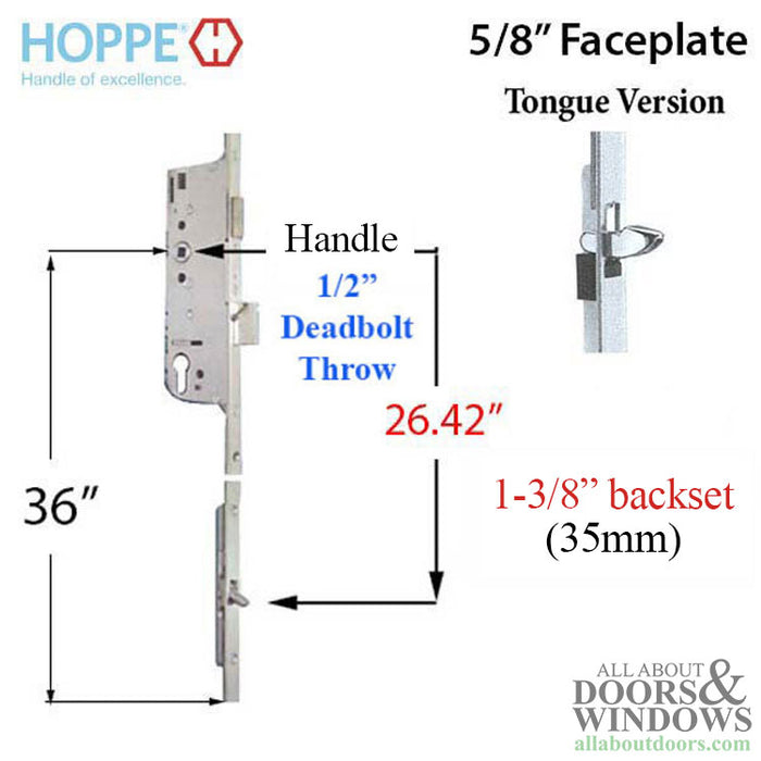Hoppe HLS-9000 Multipoint Bottom Gear – 35mm Backset, 92mm PZ, Tongue Version
