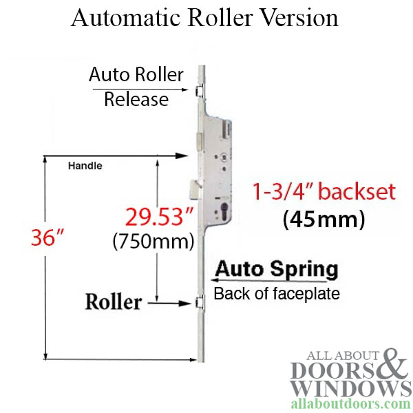 Hoppe Automatic Roller Bottom Gear – 45mm Backset, 36" Handle Height