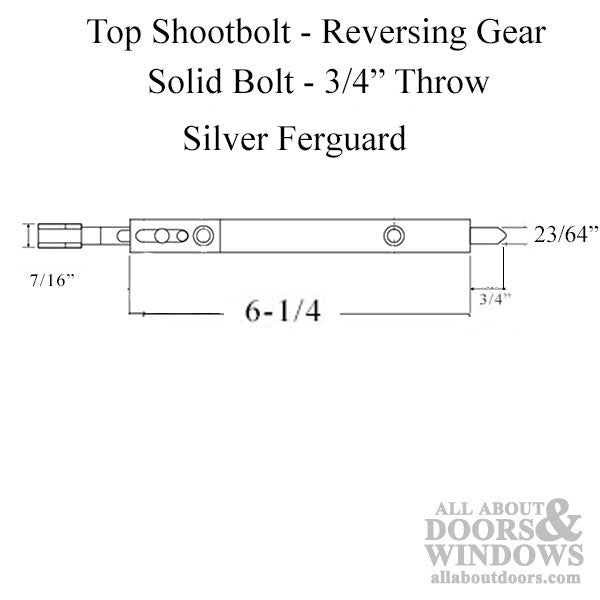 GU Ferco Secury Europa Reversing Gear Top Shootbolt – 16mm Faceplate, Silver Ferguard