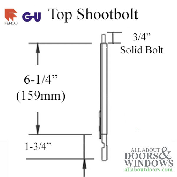 GU Ferco Secury Europa Reversing Gear Top Shootbolt – 16mm Faceplate, Silver Ferguard