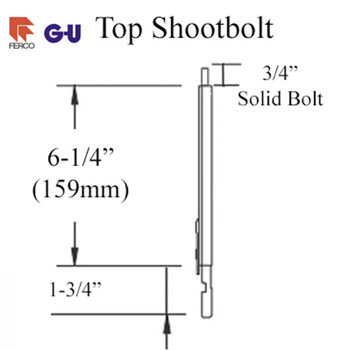GU Ferco Secury Europa Reversing Gear Top Shootbolt – 16mm Faceplate, Silver Ferguard