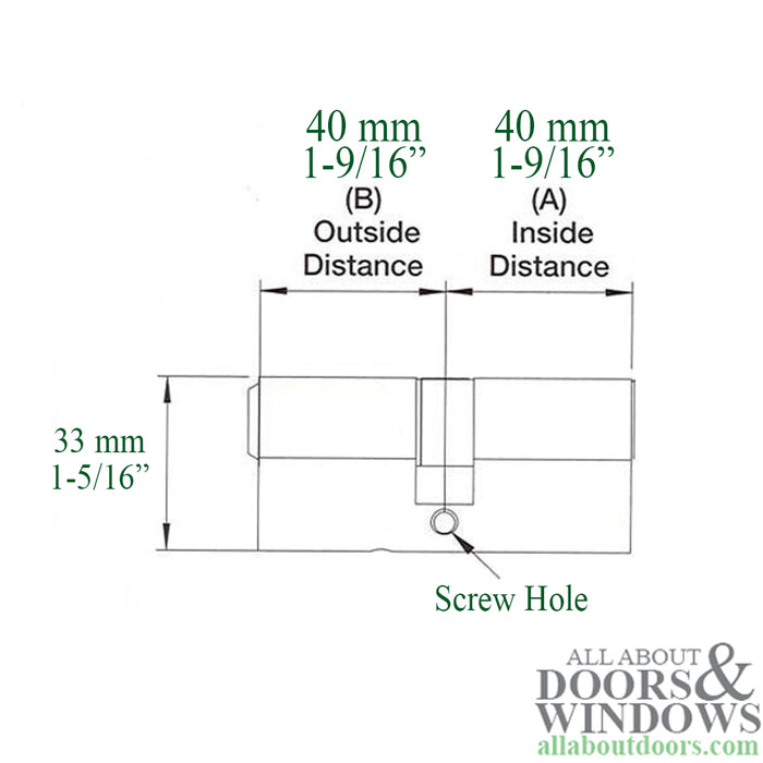 Emtek Euro Profile Cylinder for 2-1/4" Doors – 80mm Length