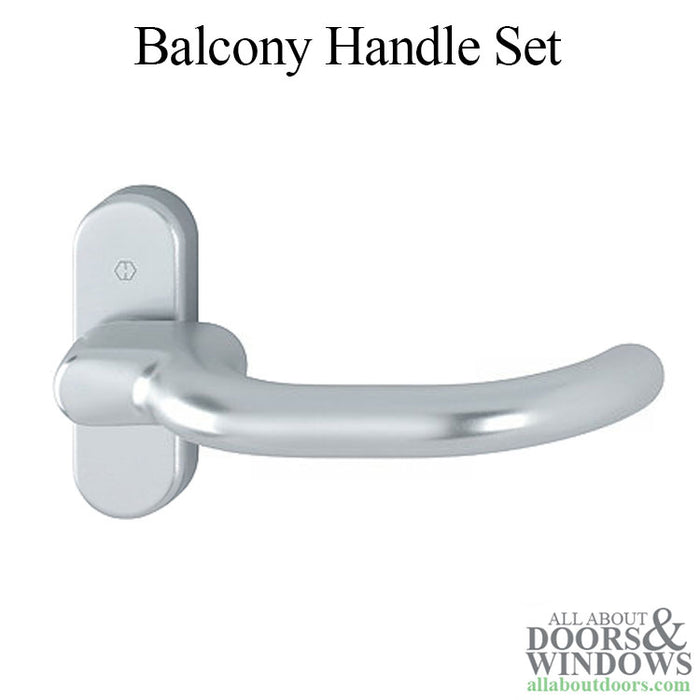 Hoppe Paris Handle Set for Balcony Doors – Non-Keyed, Aluminum Silver F1
