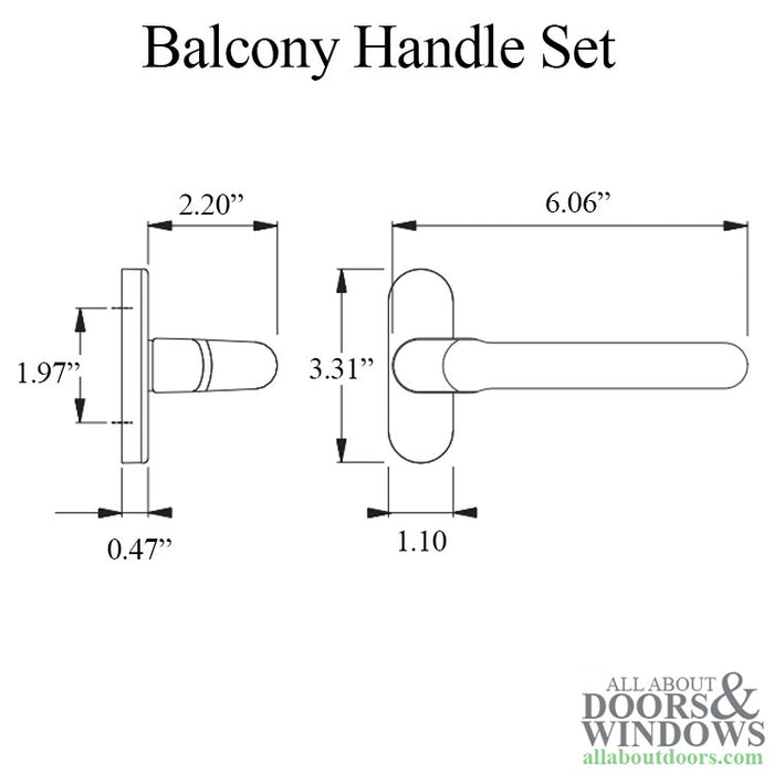 Hoppe Paris Handle Set for Balcony Doors – Non-Keyed, Aluminum Silver F1