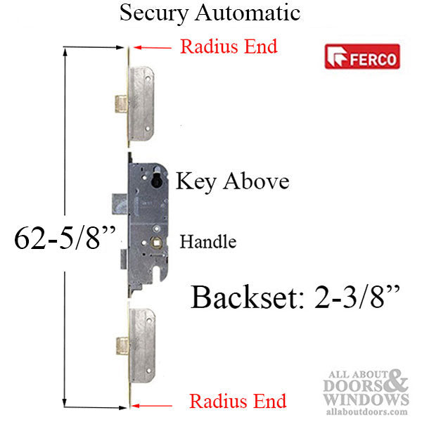 GU Ferco Secury 3-Point Automatic Multipoint Lock for 6' 8" Doors – 60mm Backset, 92mm PZ, Stainless Steel