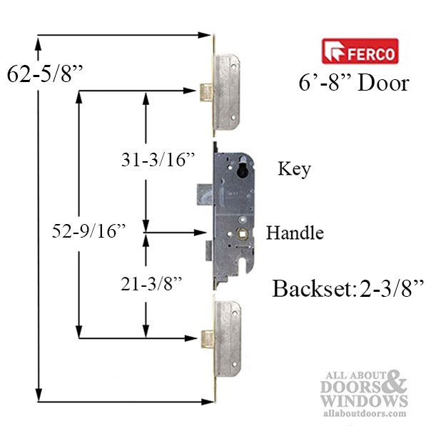 GU Ferco Secury 3-Point Automatic Multipoint Lock for 6' 8" Doors – 60mm Backset, 92mm PZ, Stainless Steel