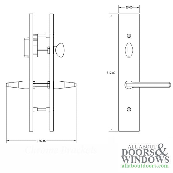 GU Ferco Roma Solid Brass Handle Set – 92mm PZ, Key Above, Dark Bronze