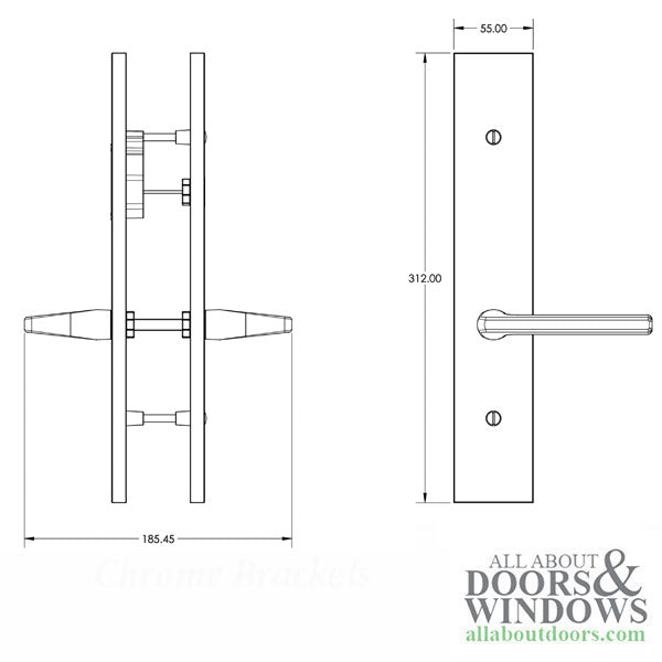 GU Roma Dummy Handleset – 55mm Plate, 92mm PZ, Black Powder Coat