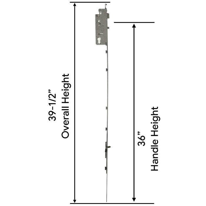 Hoppe HLS9000 Multipoint Lock Tongue Version – 45mm Backset, 20mm Faceplate, 36" Handle Height