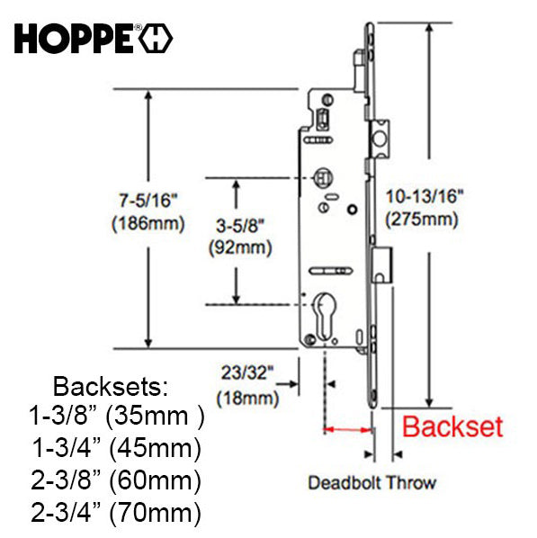 Hoppe HLS9000 Multipoint Lock – 45mm Backset, 92mm PZ, 20mm Faceplate