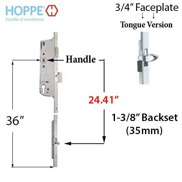 Hoppe HLS9000 Multipoint Lock – 35mm Backset, 20mm Faceplate, Tongue Version
