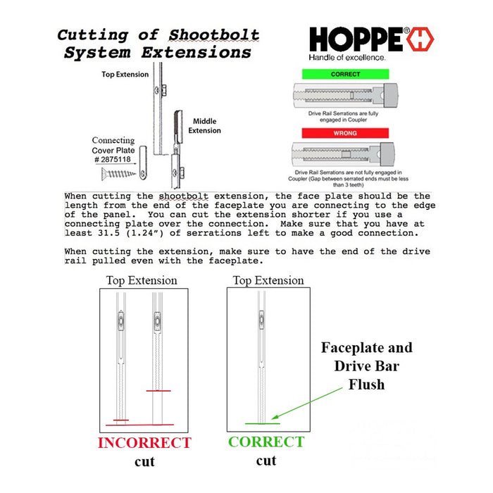 Hoppe HLS9000 Middle Extension – 20mm Faceplate, 44.92" Length, 41.34" Tongue