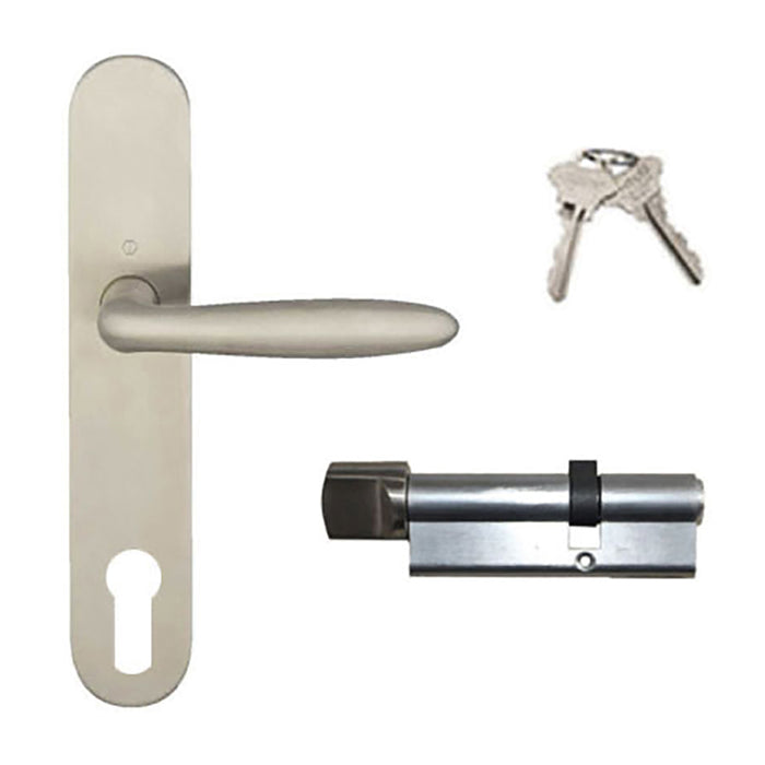 Hoppe Verona Active Handleset Trim for Offset Multipoint Lock – 92mm PZ, Brushed Stainless Steel