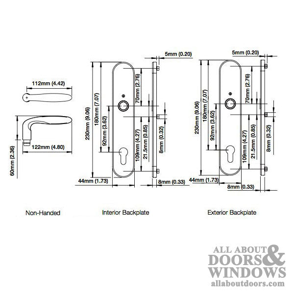 Hoppe Verona Active Handleset Trim for Offset Multipoint Lock – 92mm PZ, Brushed Stainless Steel