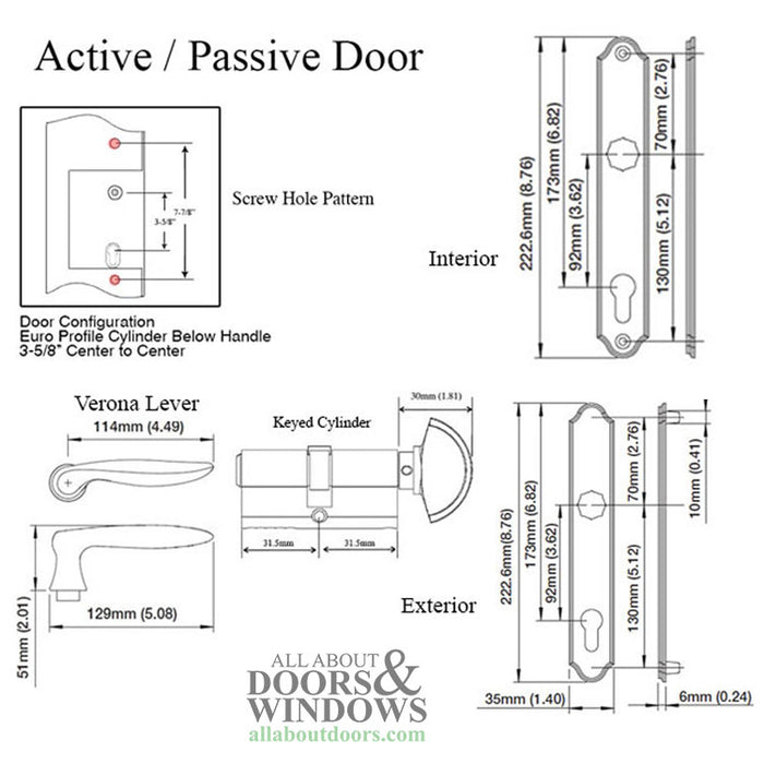 Hoppe Verona Active Handle Set – Key/C-Knob, Satin Nickel