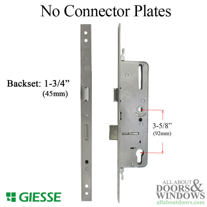 Giesse INOX Multipoint Lock Case – 45mm Backset, 92mm PZ, No Connector Plates