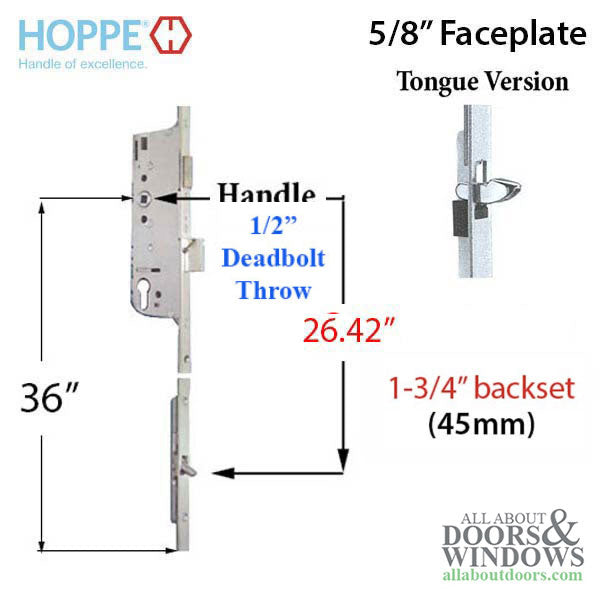 Hoppe HL S9000 Multipoint Lock – 45mm Backset, 36" Handle Height, Tongue Version