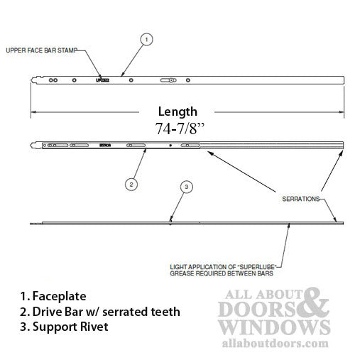 Amesbury P2000 Upper Active Assembly – 16mm Faceplate, 74-7/8" Length