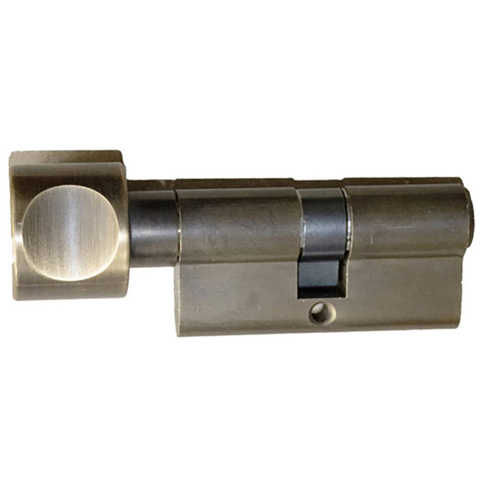 CES 90 Degree German Profile Cylinder with H-Knob – 31.5/31.5mm, Antique Brass