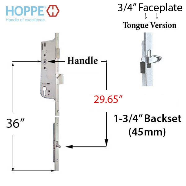 Hoppe HLS9000 Multipoint Lock – 45mm Backset, 20mm Faceplate, 36" Handle Height