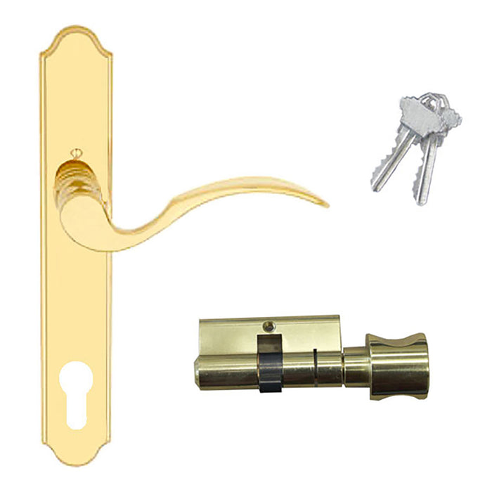 Hoppe Munchen Keyed Lever Handleset for Weather Shield – 92mm PZ, Polished Brass