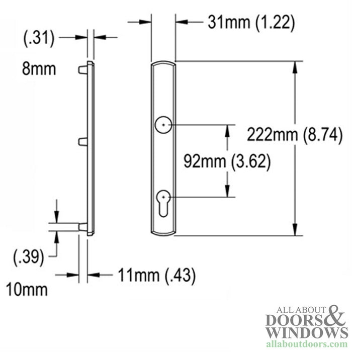 Hoppe M216N Exterior Dummy Backplate – Satin Nickel