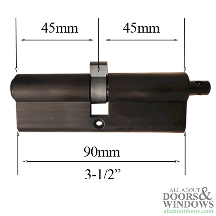 Keyed Euro Profile Cylinder – 90mm, 45/45, Oil Rubbed Bronze