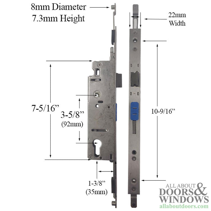 Hoppe HLS9350 Manual Gear for Aluminum Profile Doors – 35mm Backset, 92mm PZ