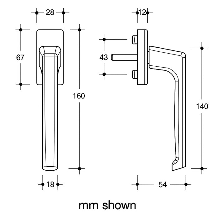 GU Dirigent Balcony Door Handle Set with Rosettes for Profile Cylinder