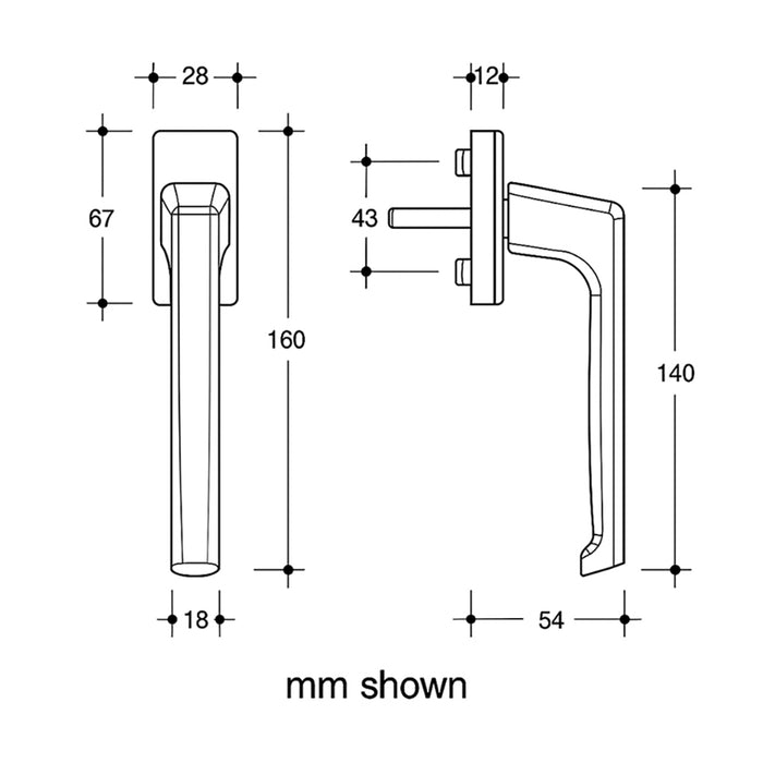GU Dirigent Balcony Door Handle Set with Rosettes for Profile Cylinder