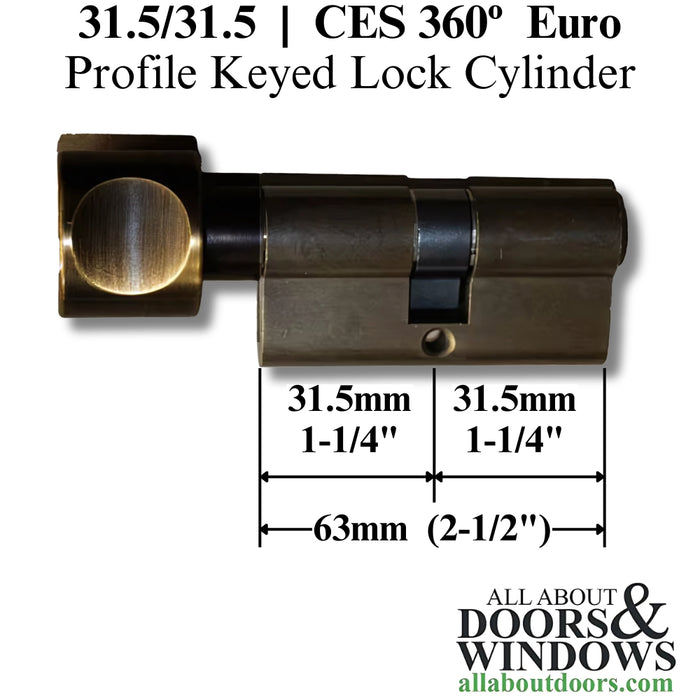 CES H-Knob Keyed Cylinder – Euro-Profile, 360 Degree, Brown