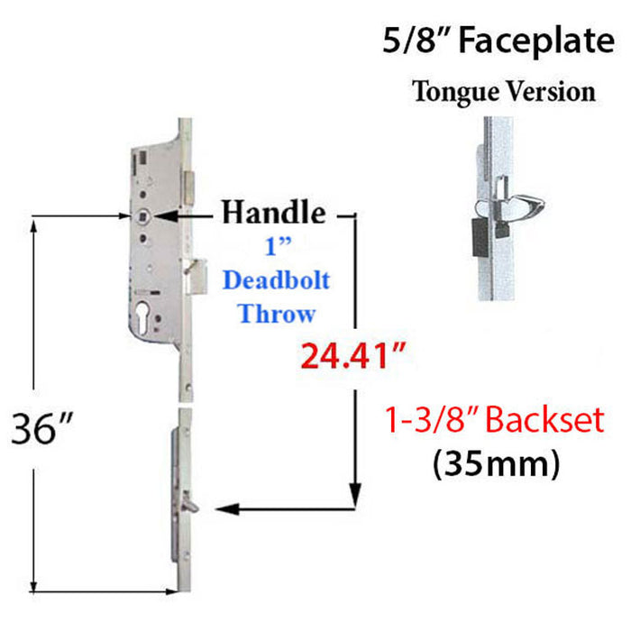 Hoppe 9000 Multipoint Lock Manual Gear – 35mm Backset, 92mm PZ, 24.41" Tongue
